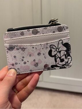 Disney Card Wallet in Light Pink and Gray Splatter